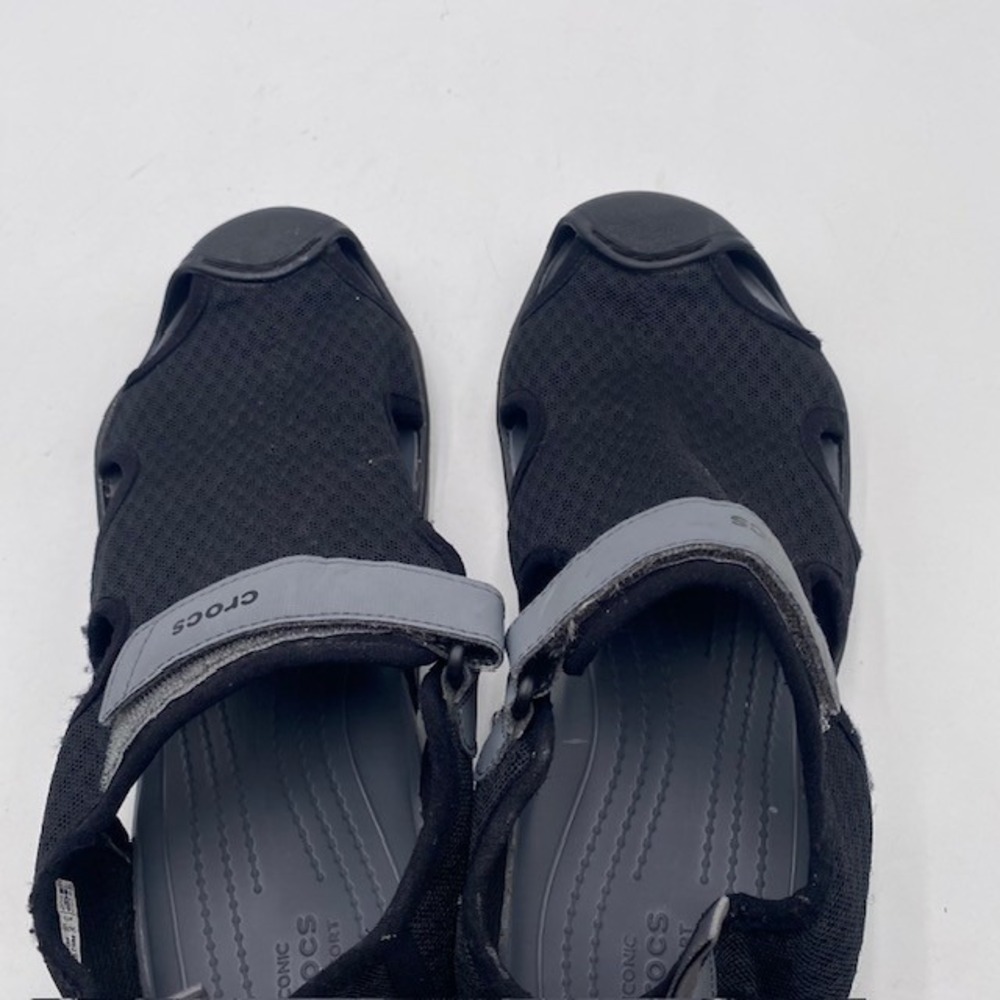 Crocs Swiftwater Mesh Sandal Women 10 Black Charcoal Sport Water Shoe Adjustable - Picture 9 of 12